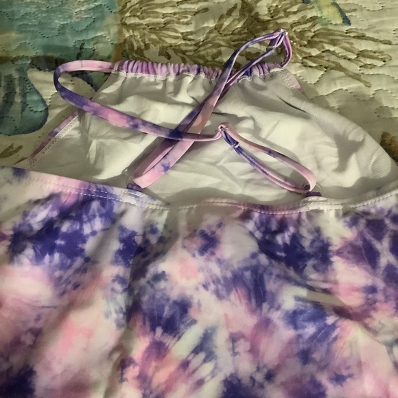 Pink Flamingo tankini tied dyed purple Lg 10/12 great for boating pool b… - Picture 11 of 14